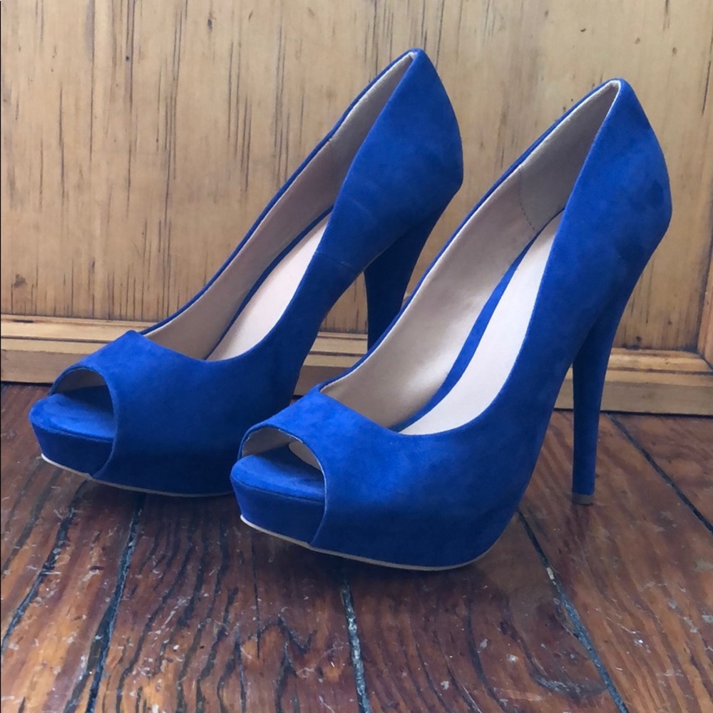 Blue suede Forever 21 heels